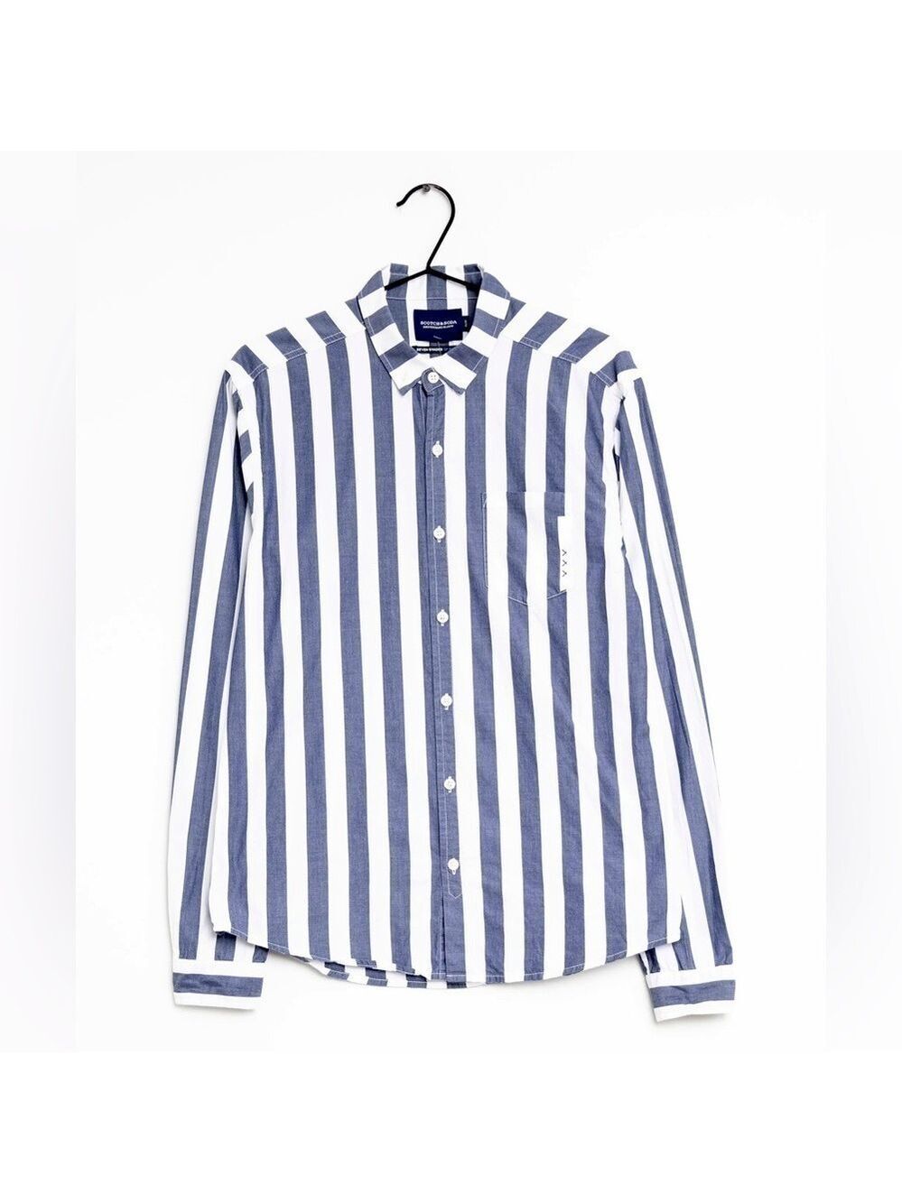 Scotch and Soda Seven Shades of Blauw Navy/White Button Down Shirt. Slim Fit L